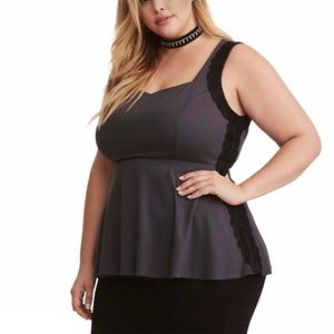 2/$30 Torrid Lace Trim Peplum Tank Top Blouse 3X